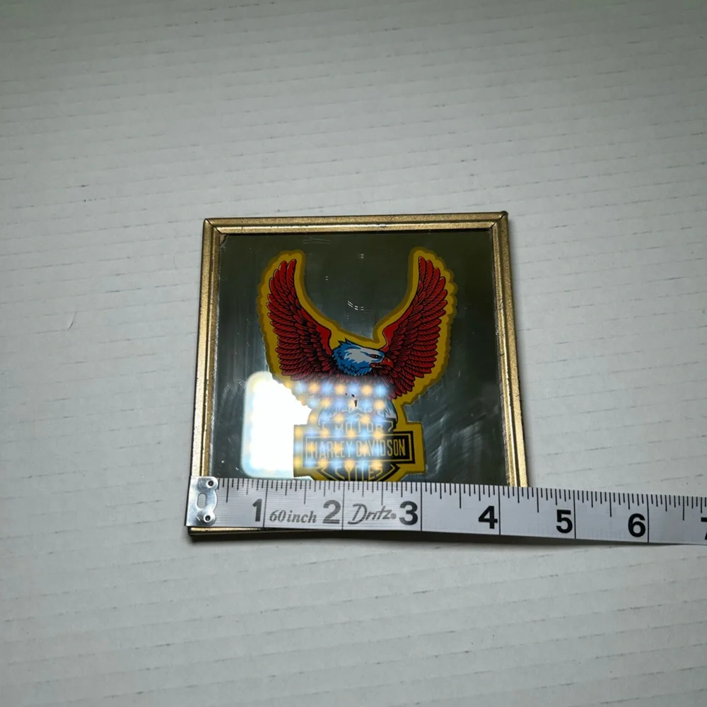 Rare Vtg 80s Harley Davidson Motorcycle Mirror Framed Bar Mancave Wall Art